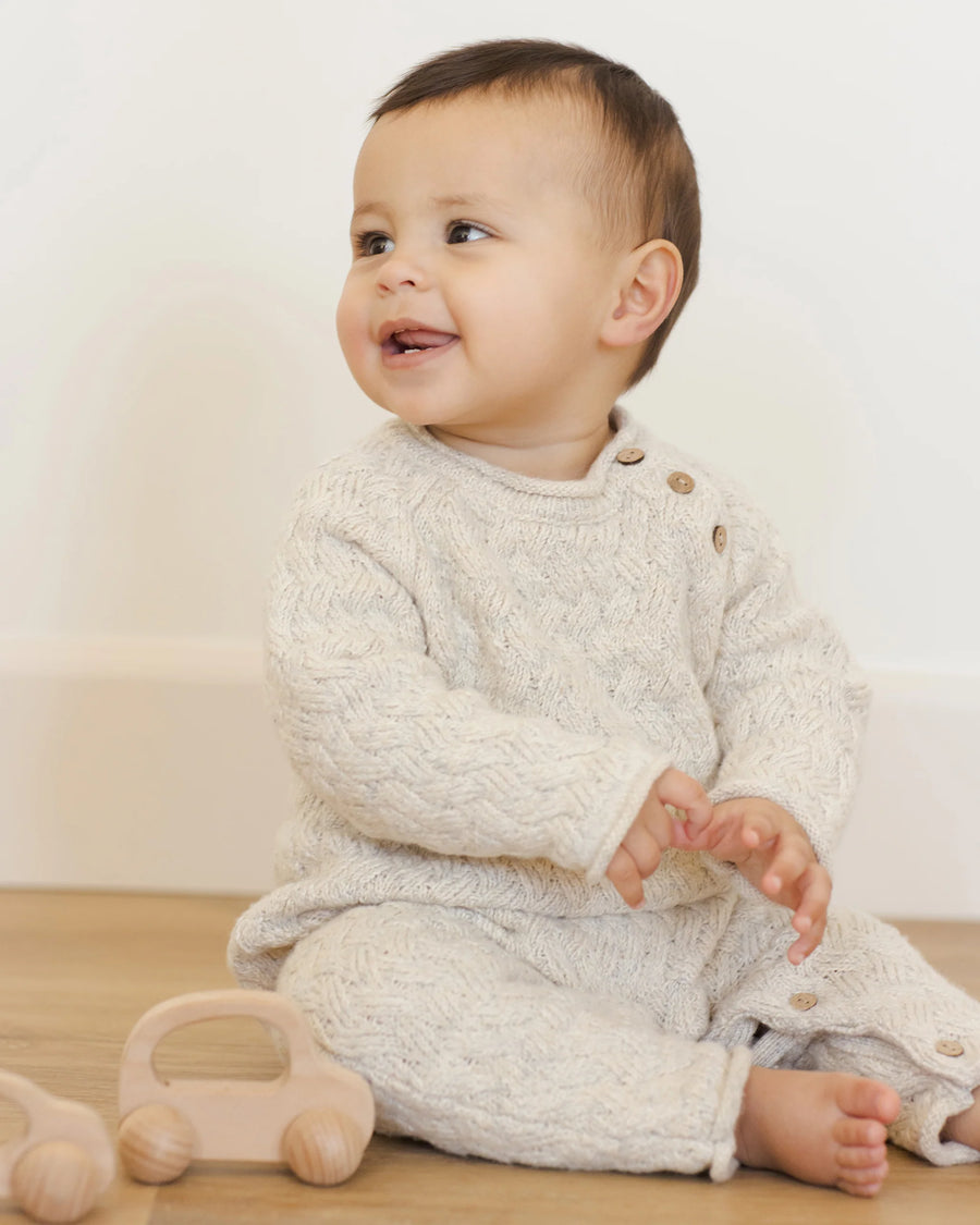 Blue Cozy Heather Knit Jumpsuit