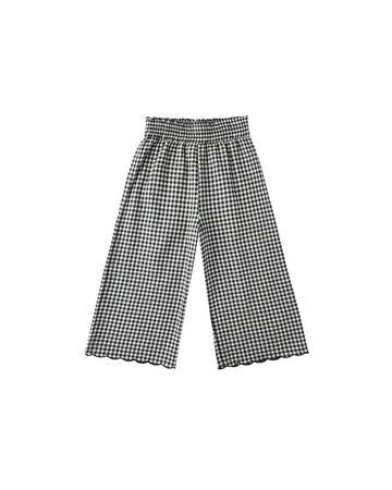 Black Gingham Wide Leg Pant