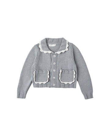 Dusty Blue Collared Cardigan