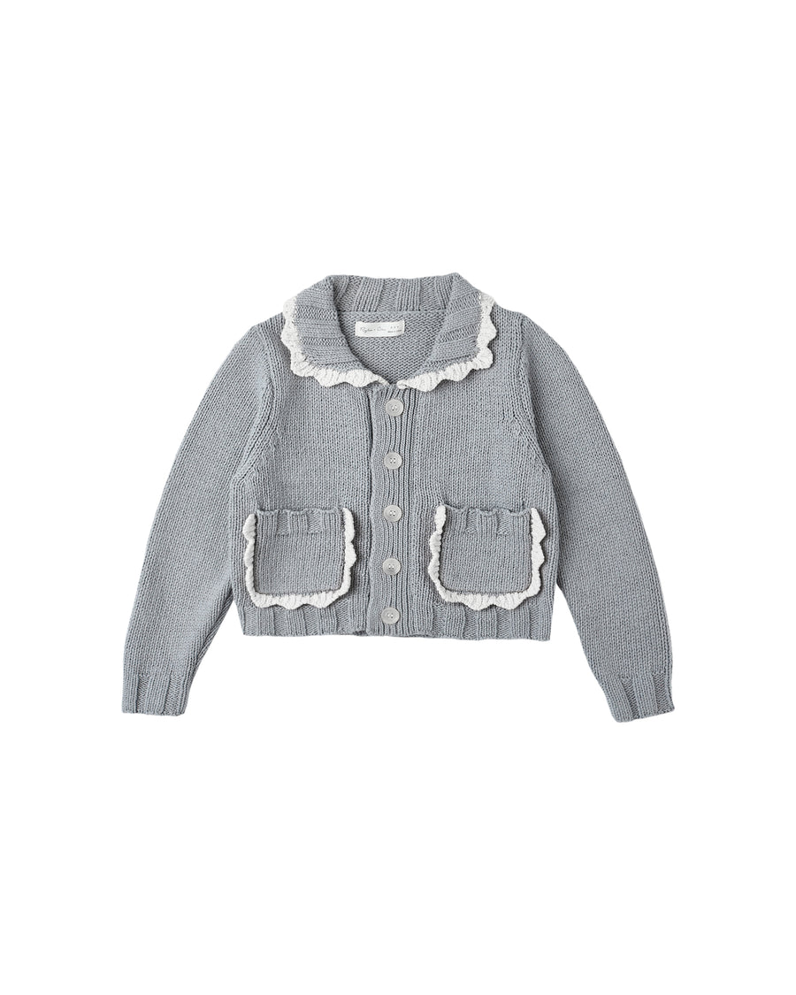 Dusty Blue Collared Cardigan