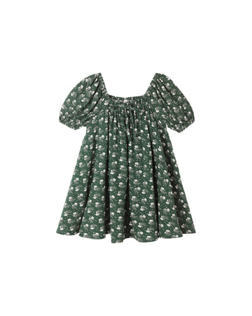 Green Ditsy Sabrina Mini Dress