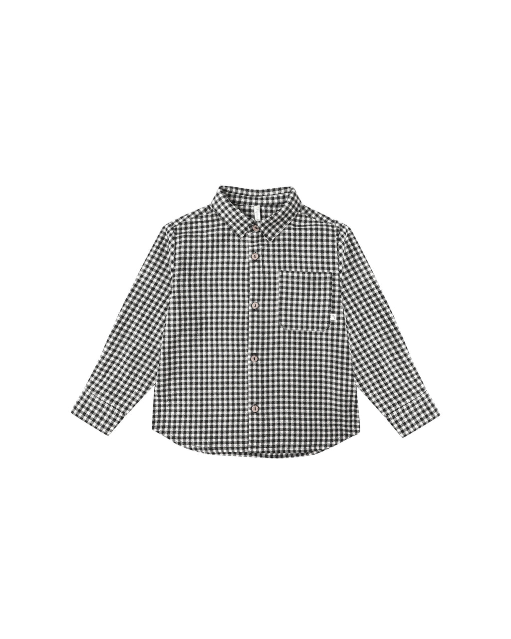 Black Gingham Collared Long Sleeve Shirt