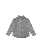Black Gingham Collared Long Sleeve Shirt