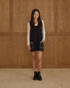 Teen Washed Black V-Neck Overall Dress