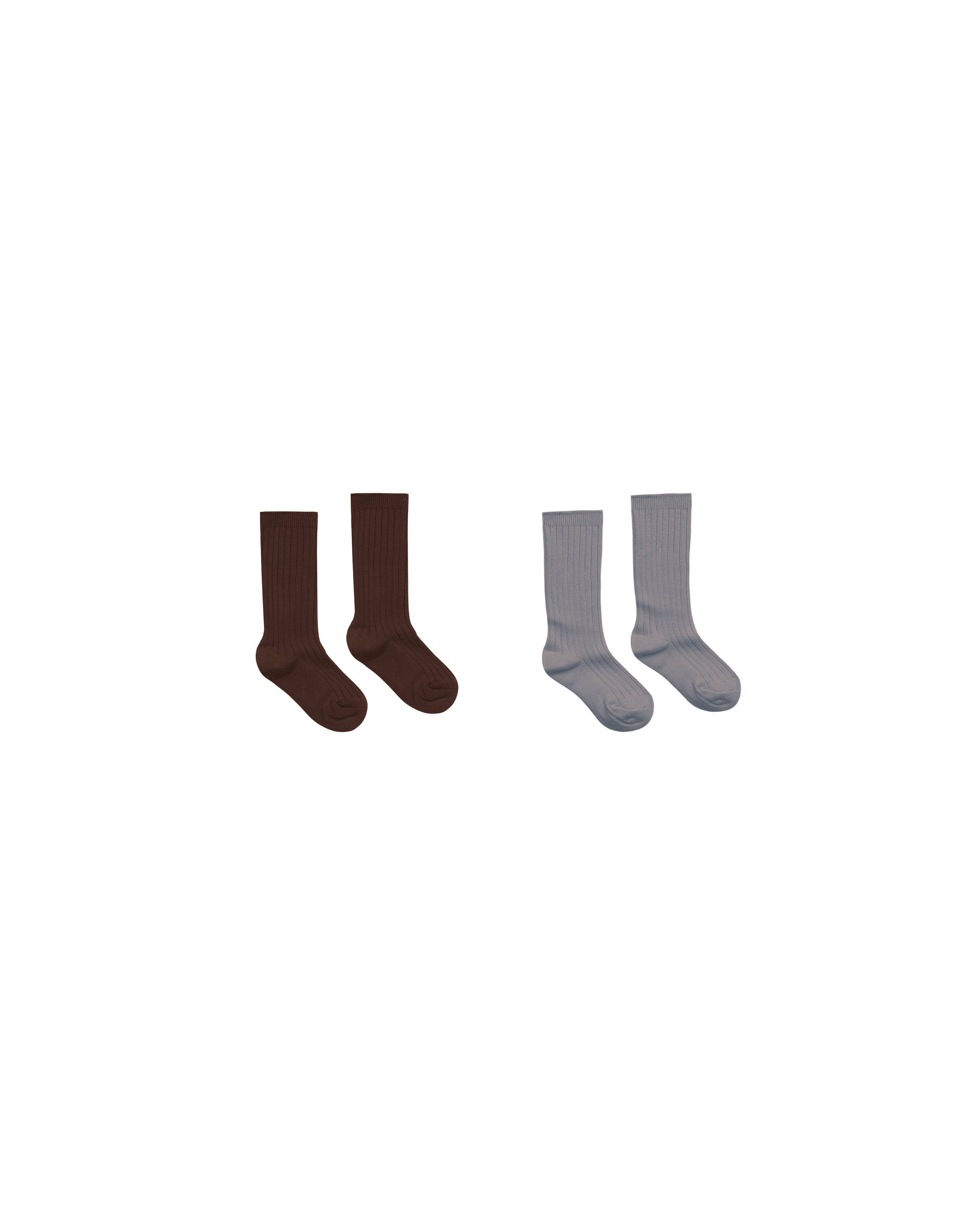 Brown & Dusty Blue Ribbed Socks