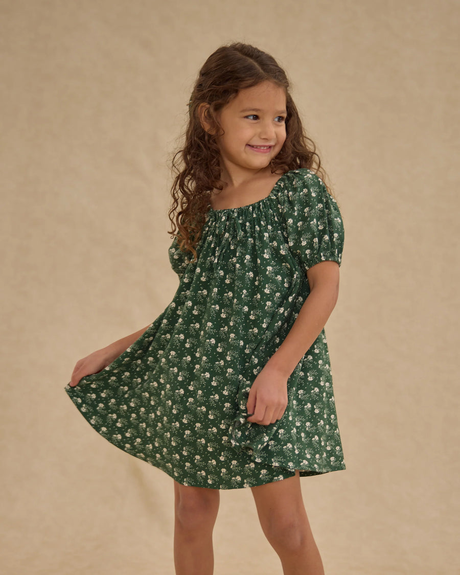Green Ditsy Sabrina Mini Dress