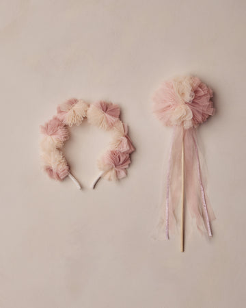 Pink Ombré Pom Pom Crown & Wand
