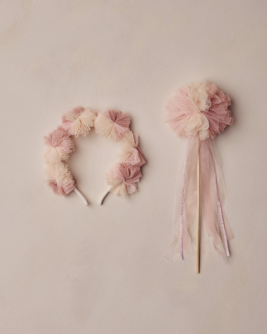 Pink Ombré Pom Pom Crown & Wand