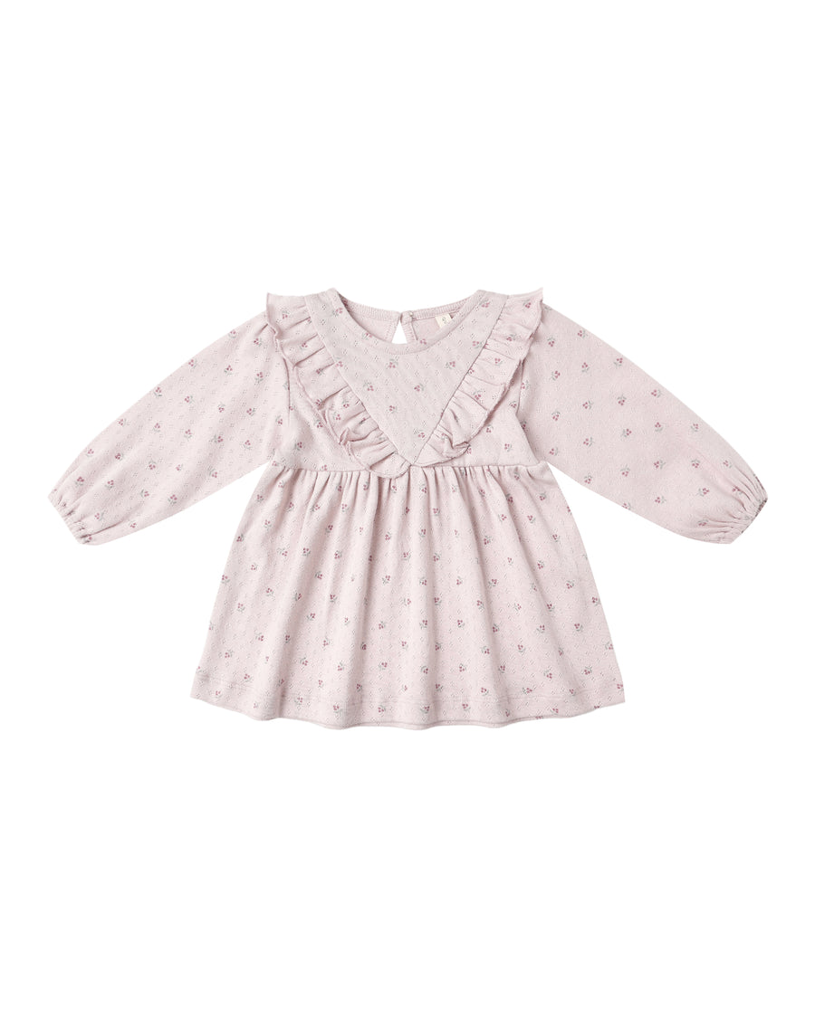 Lilac Ditsy Long Sleeve Ruffle Dress