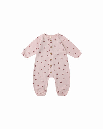 Hearts Waffle Long Sleeve Jumpsuit