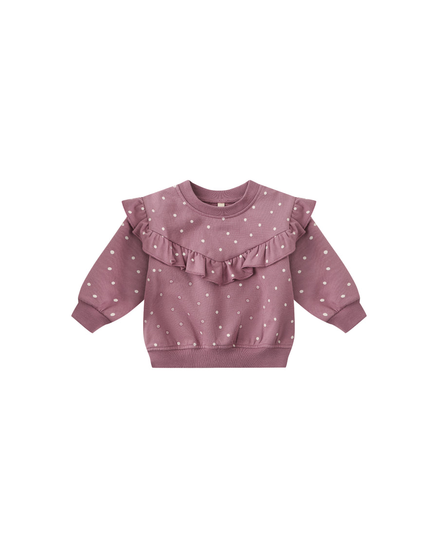 Polka Dots Ruffle Fleece Sweatshirt