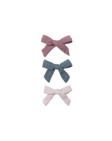Mulberry, Ocean & Lilac Bow Clip Set