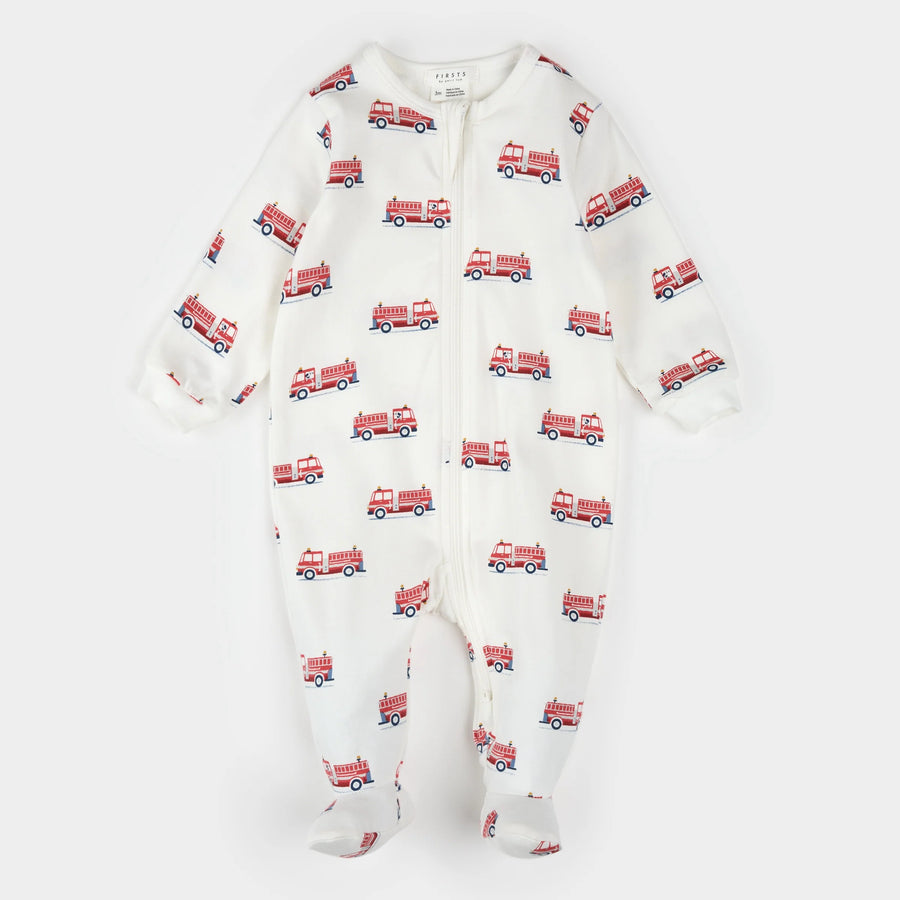 Fire Truck Zipper Footie