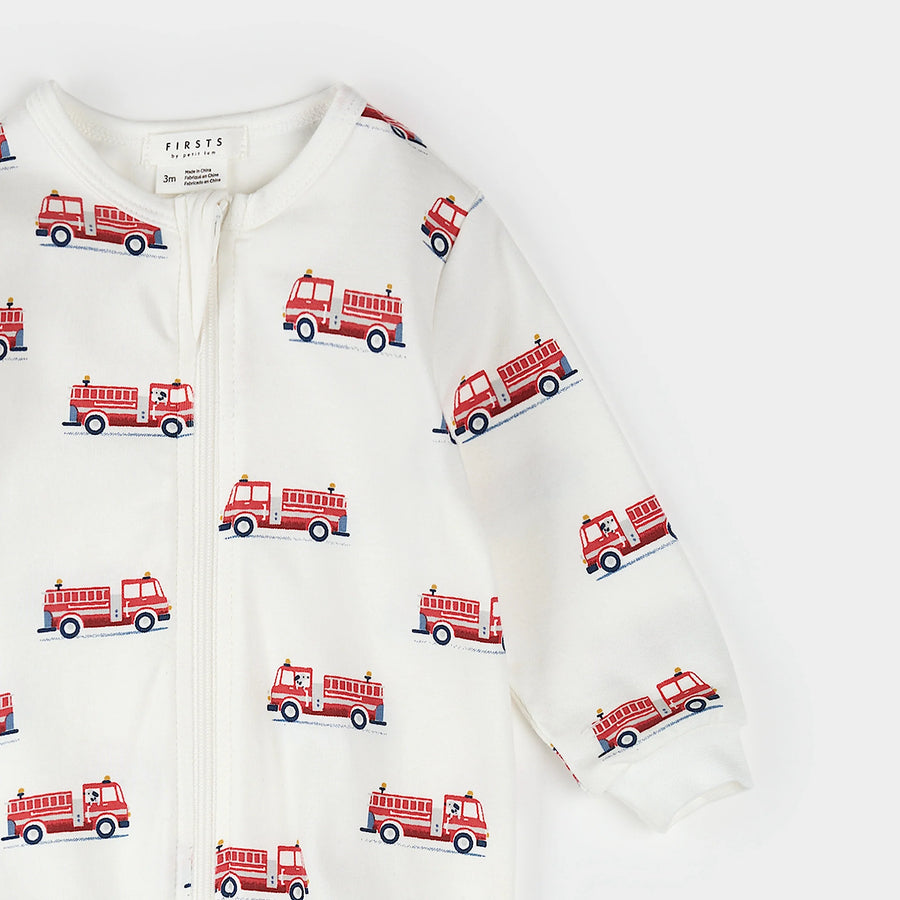 Fire Truck Zipper Footie