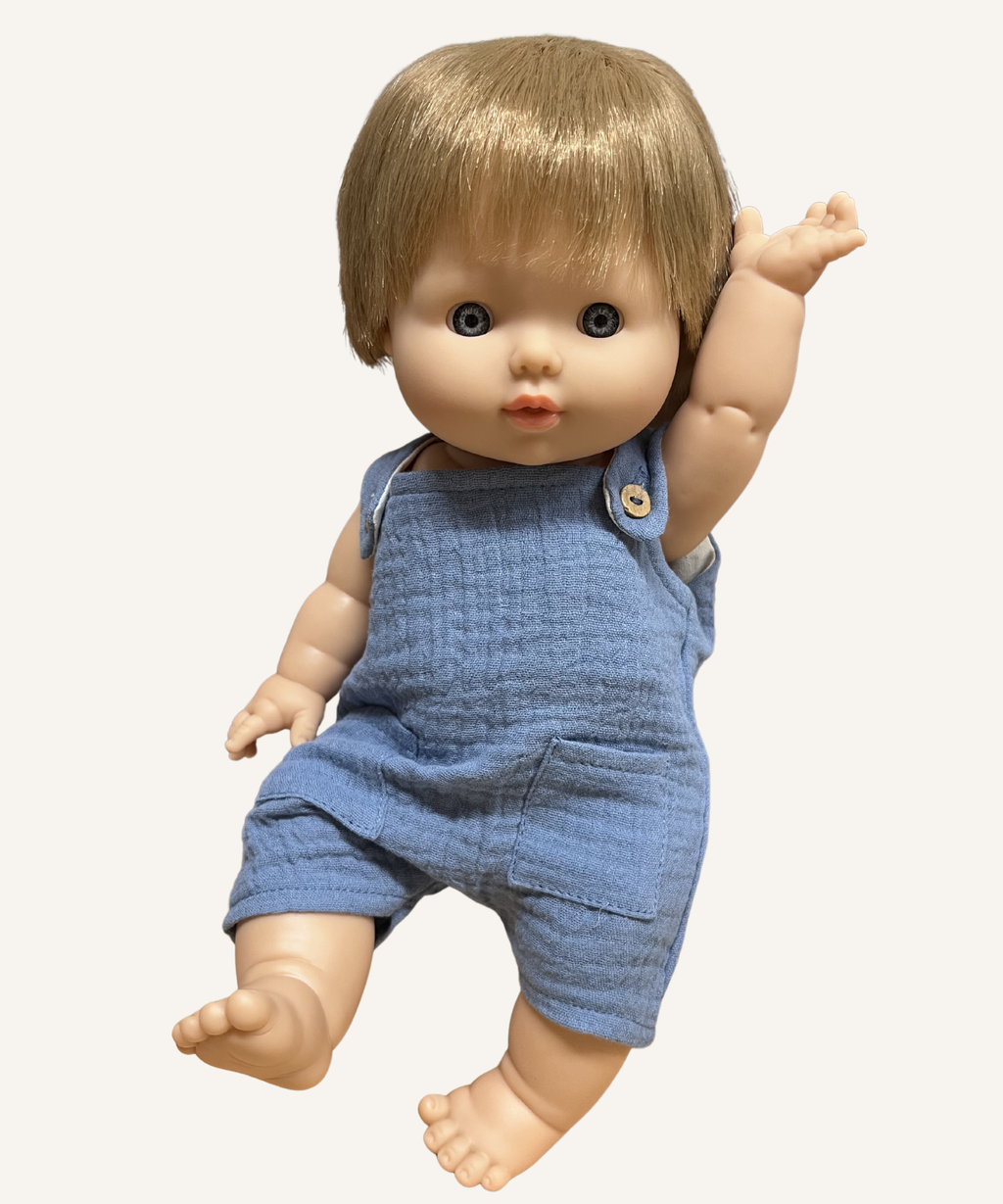 Baby Marceau with Denim Blue Overalls (34cm)