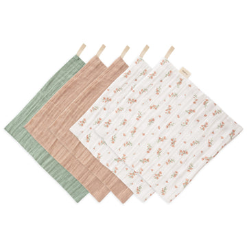 Pink Flowers Muslin Cotton Washcloth (5-Pack)