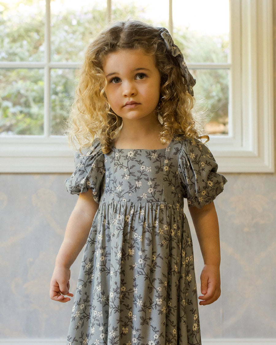 French Blue Floral Augusta Dress