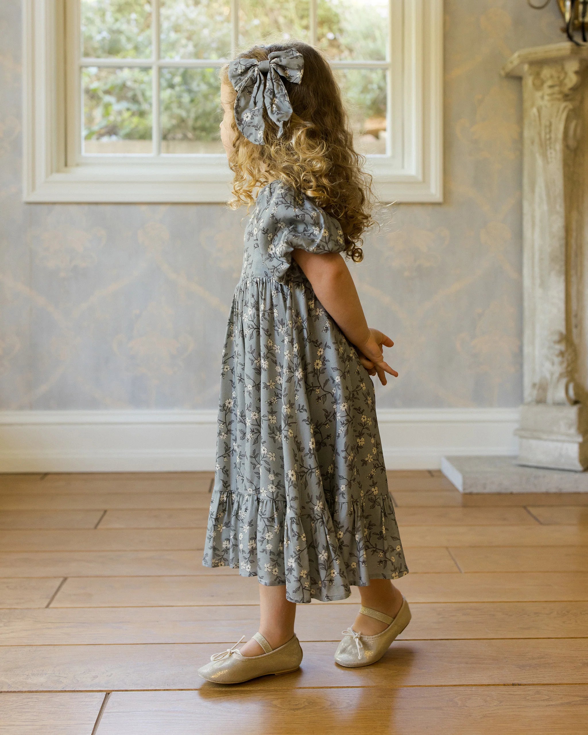 French Blue Floral Augusta Dress