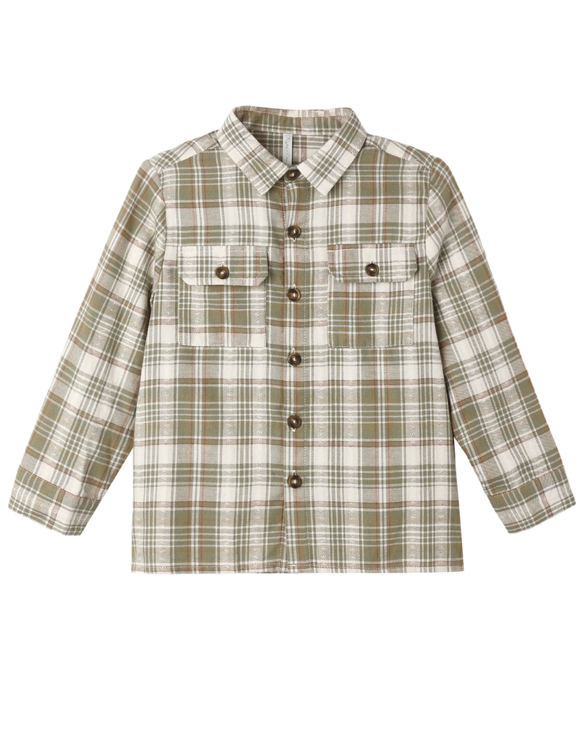 Olive Dobby Plaid Pocketed Corduroy Shirt