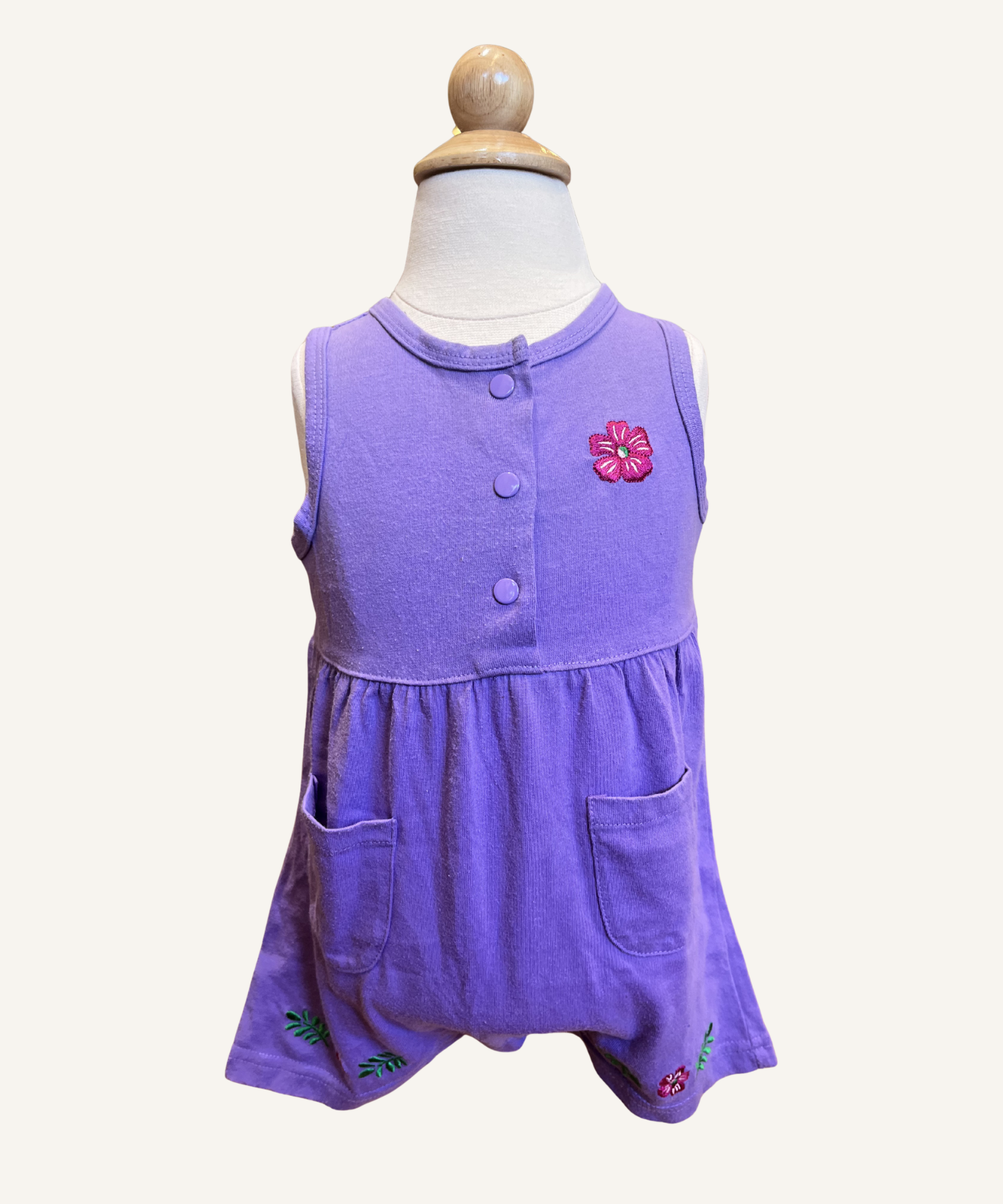 Vintage Simply Basic Purple Hibiscus Romper