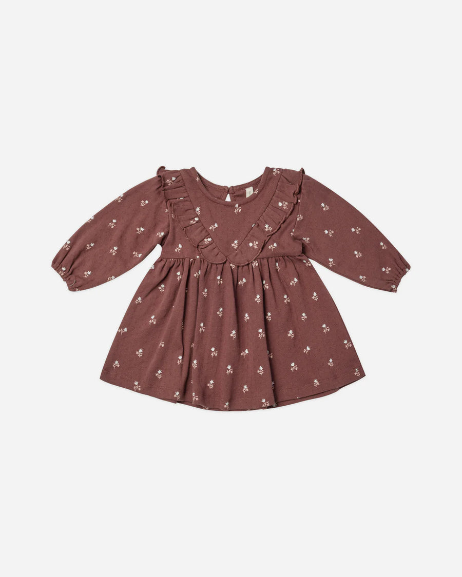 Plum Fleur Long Sleeve Ruffle Dress