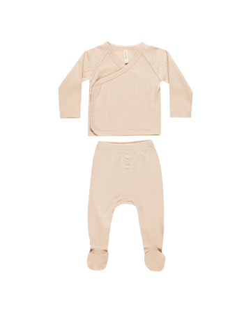 Shell Pointelle Wrap Top + Footed Pant Set