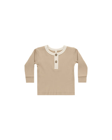 Latte Ribbed Long Sleeve Henley