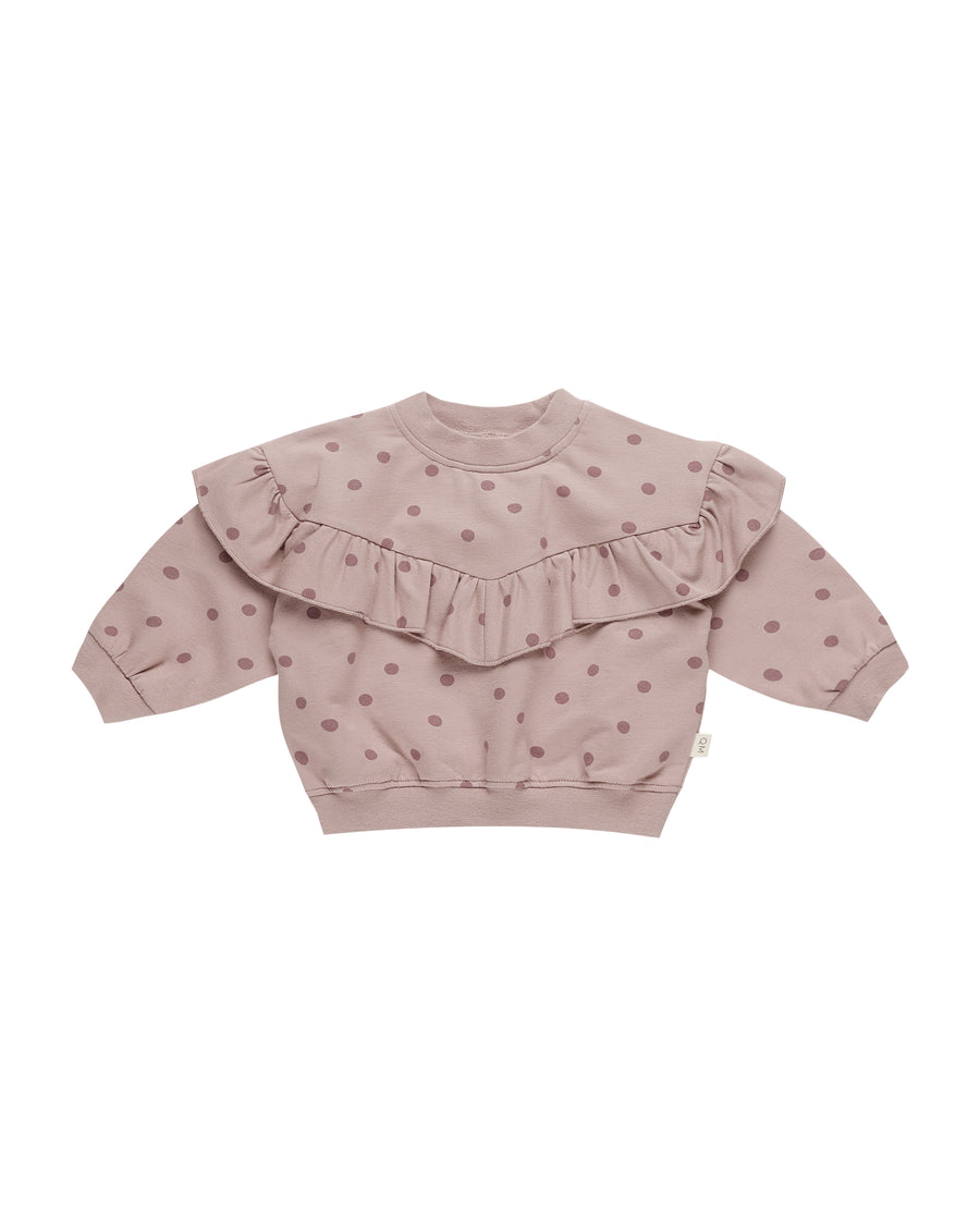 Polka Dot Ruffle Relaxed Sweatshirt