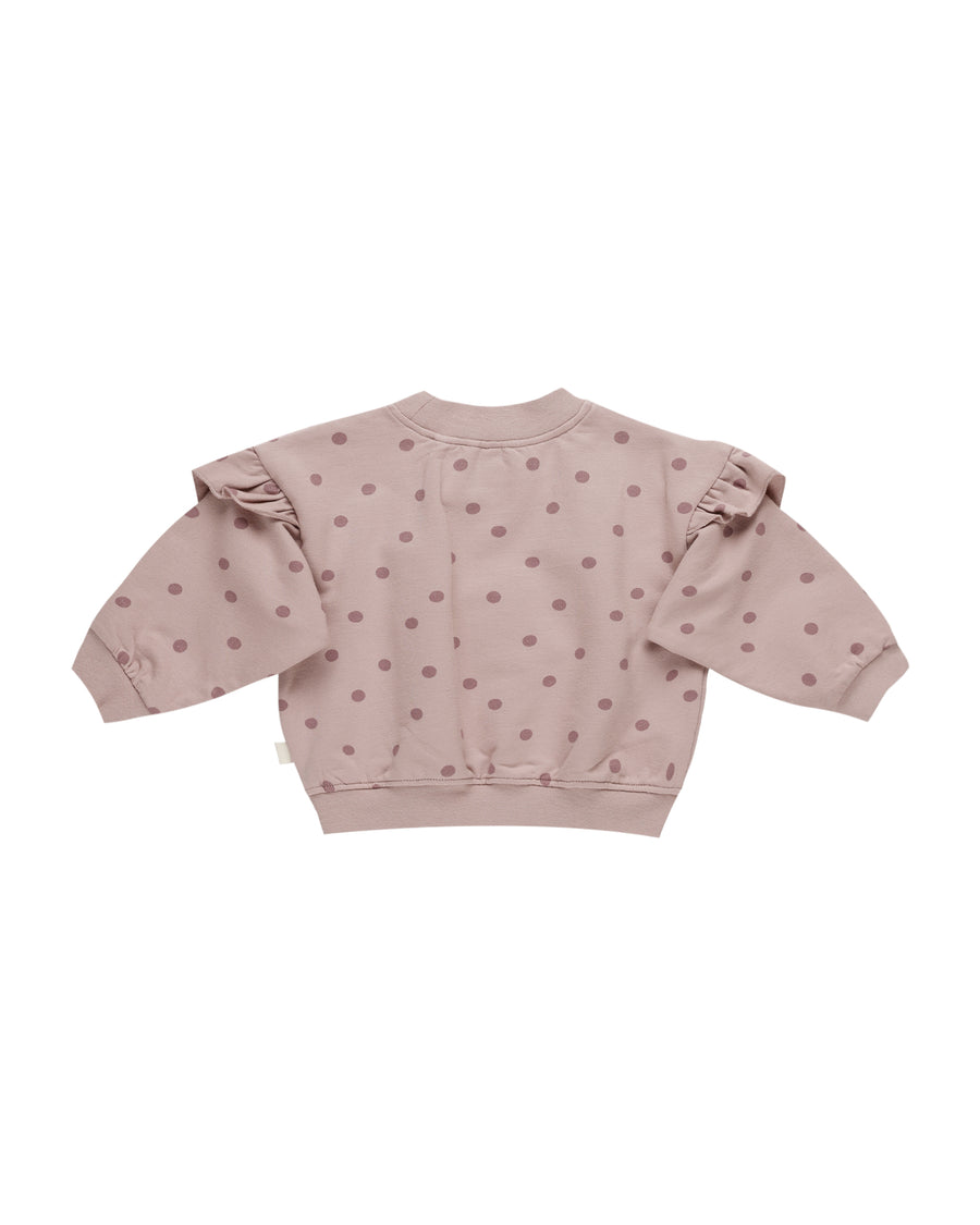 Polka Dot Ruffle Relaxed Sweatshirt