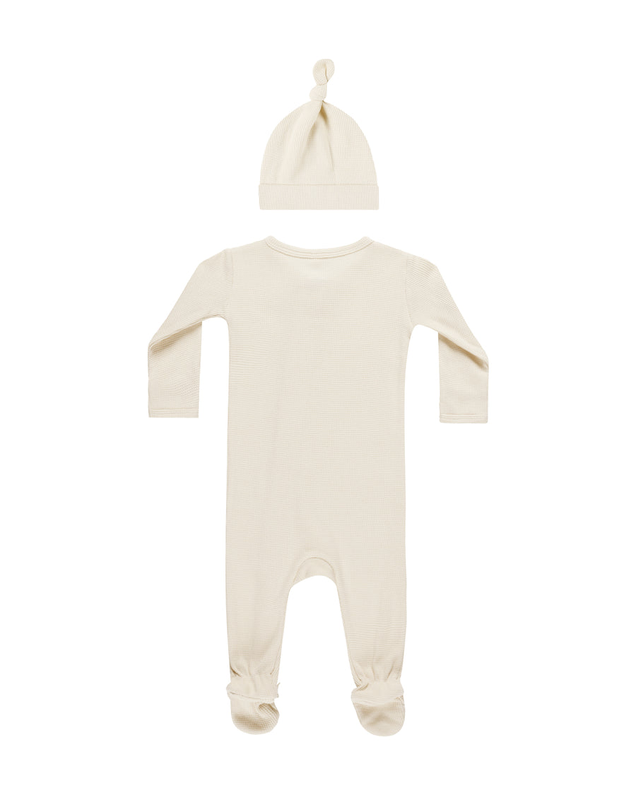 Natural Waffle Footie Sleep Set