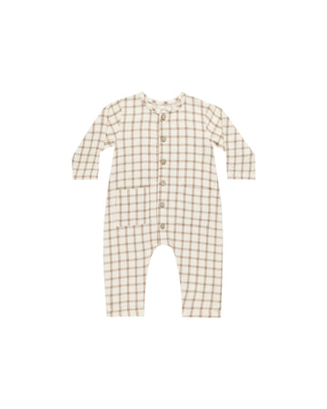 Cinnamon Plaid Pocketed Woven Jumpsuit