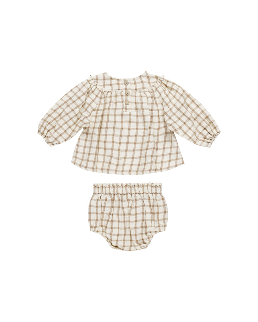 Cinnamon Plaid Mia Top & Bloomer Set