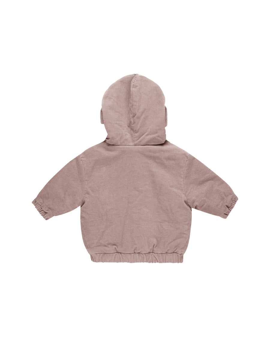 Mauve Corduroy Hooded Jacket