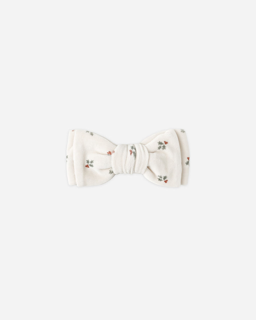 Holly Berry Velour Bow Headband