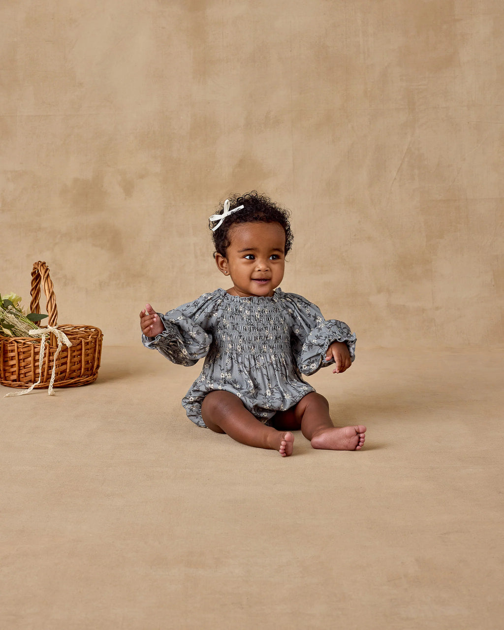 French Blue Floral Autumn Romper