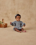 French Blue Floral Autumn Romper