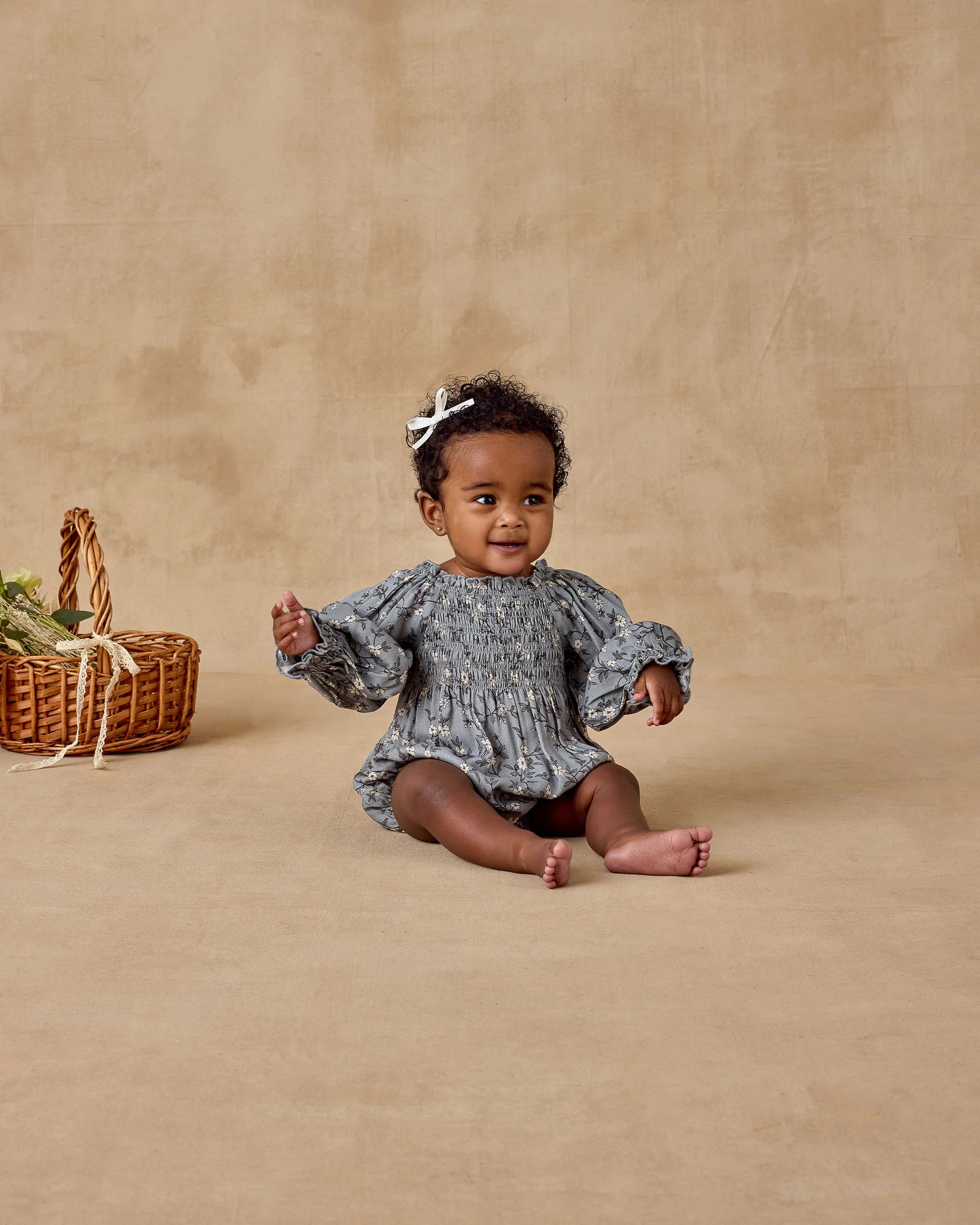 French Blue Floral Autumn Romper