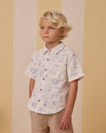 Mediterranean Short Sleeve Collared Shirt