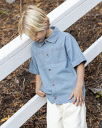 Washed Blue Denim Short Sleeve Overshirt