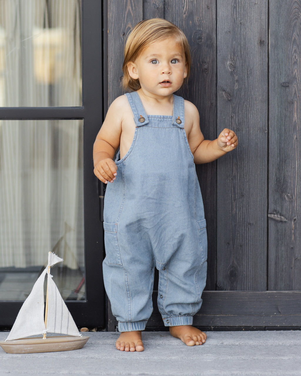 Washed Blue Cargo Baby Overall