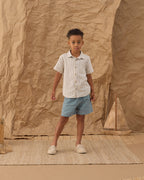 Nautical Stripe Short Sleeve Collared Shirt