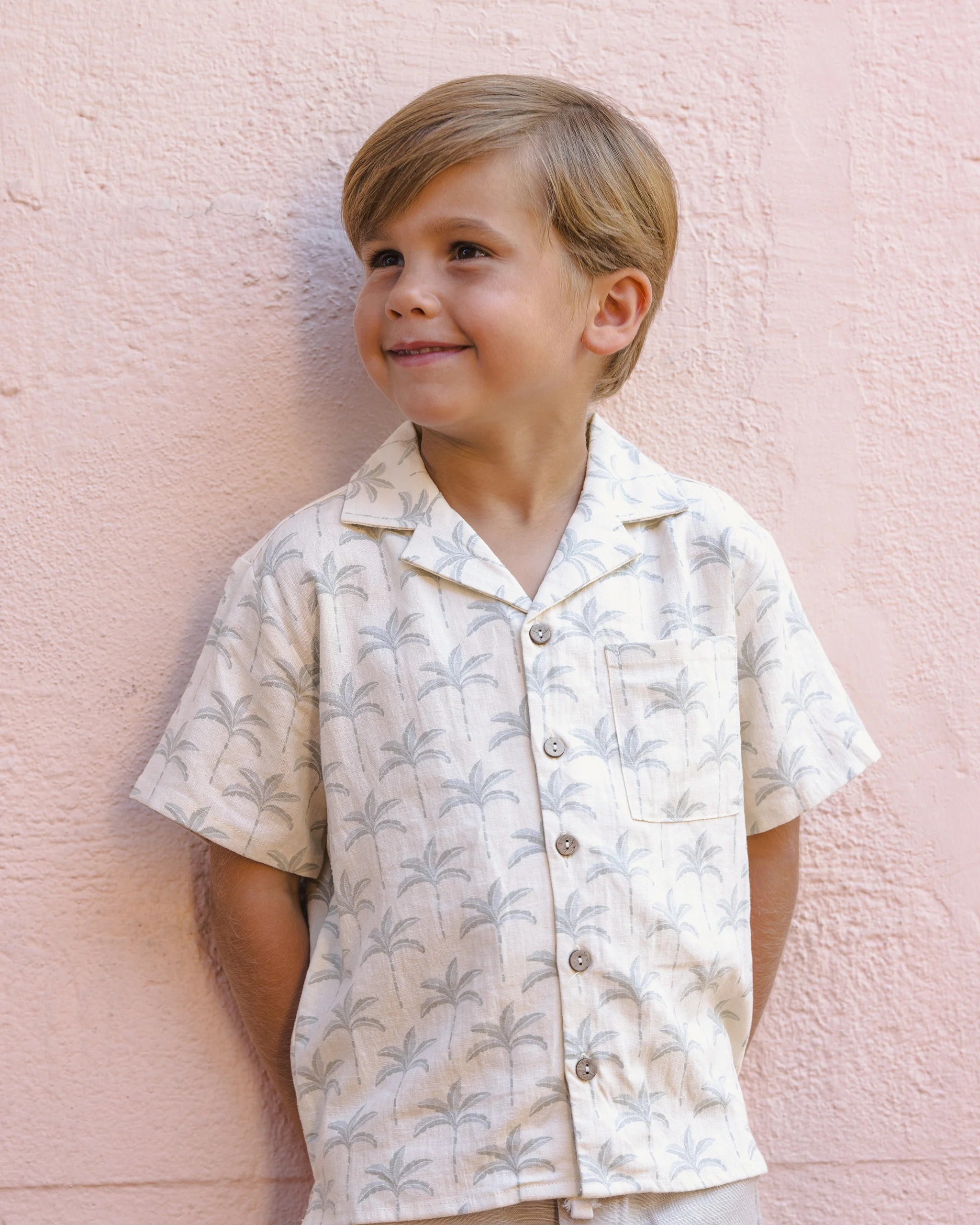Palm Trees Lapel Collared Shirt