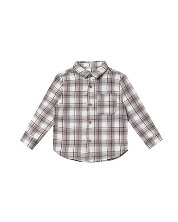 Blue Flannel Long Sleeve Collared Shirt