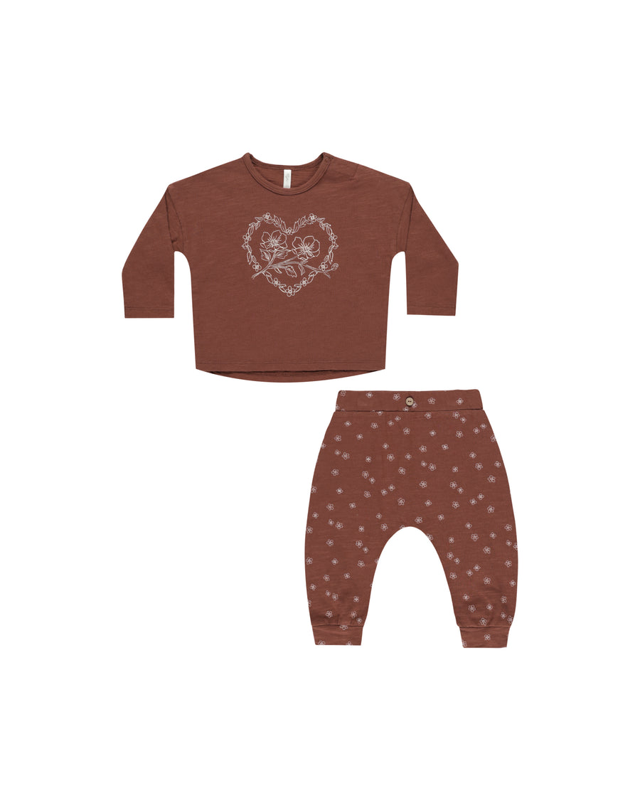 Posey Heart Long Sleeve Tee & Pant Set