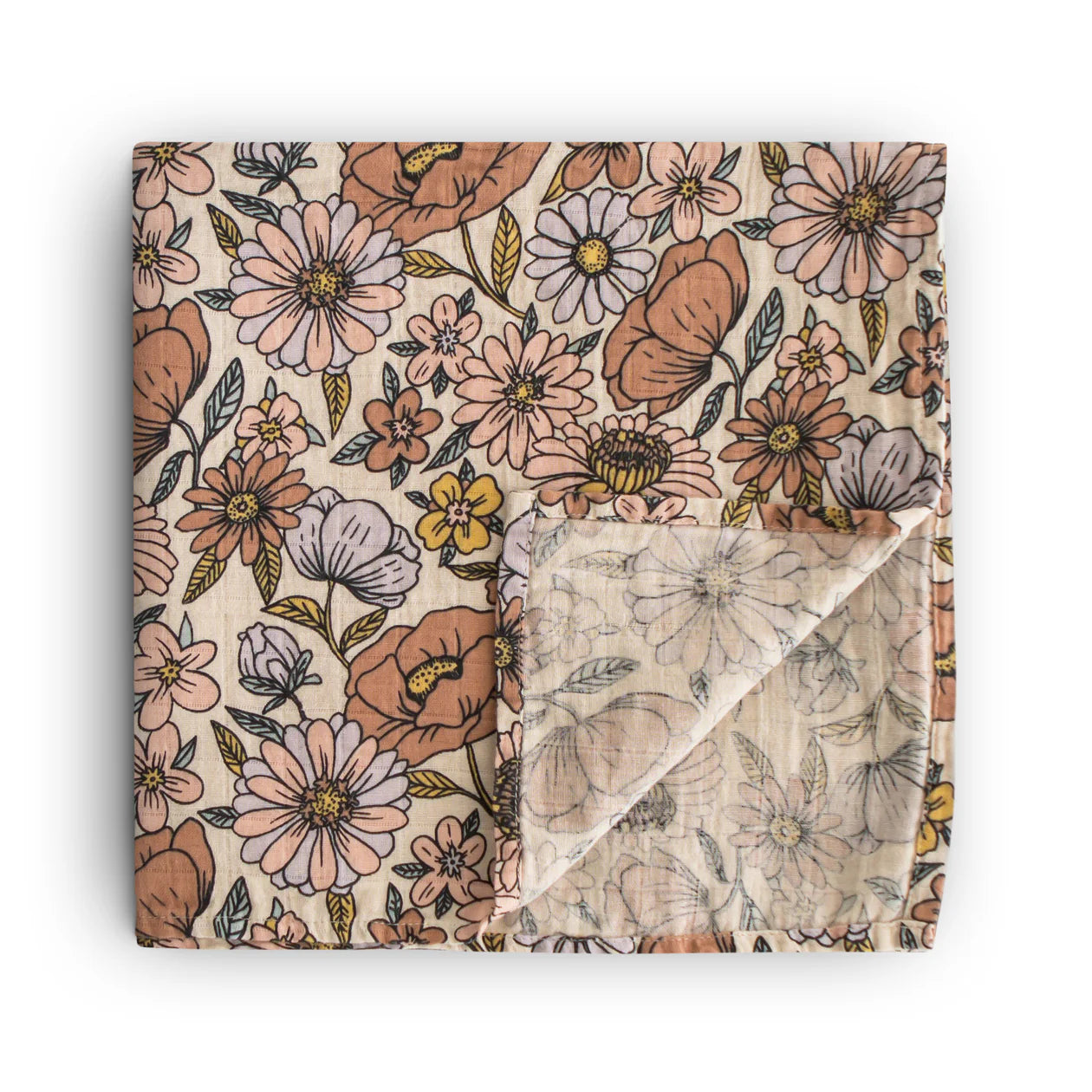 Organic Cotton Muslin Swaddle - Retro Flowers