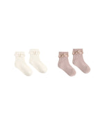 Rosewood & Natural Lace Trim Sock Set