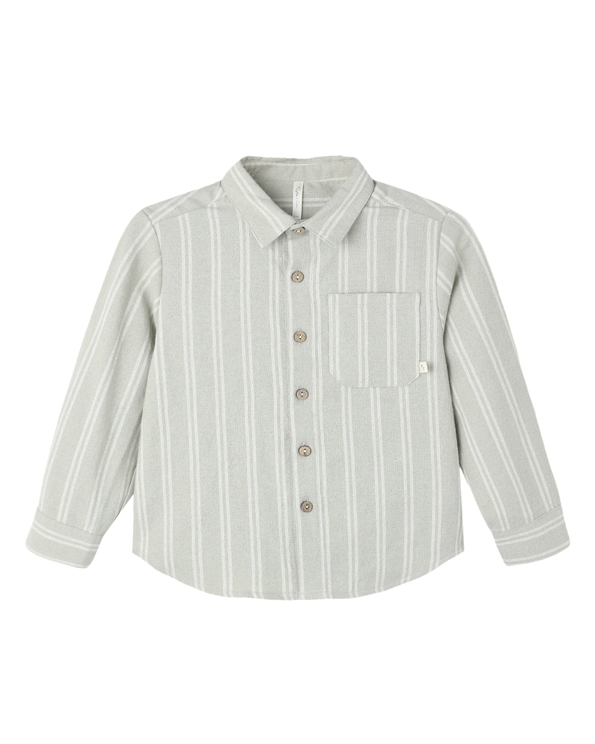 Sage Pinstripe Collared Long Sleeve Shirt