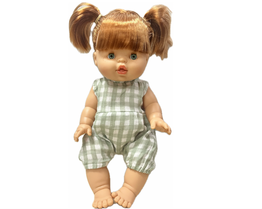 Gabrielle Baby Doll in Gingham Noa Romper (34 cm)