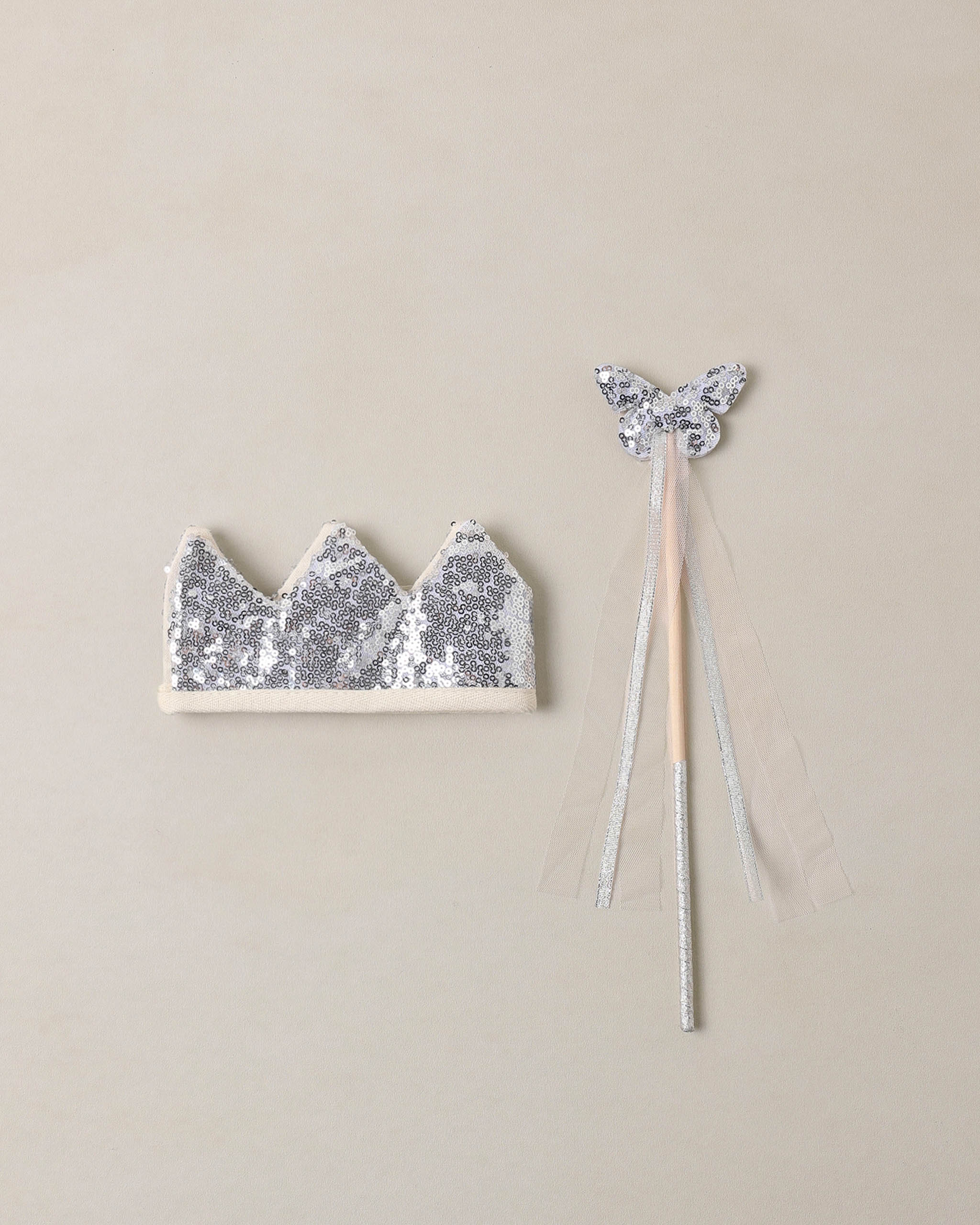 Silver Sequin Crown & Wand