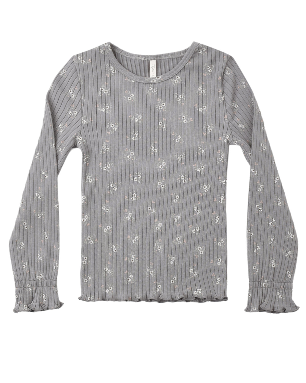 Slate Bloom Ribbed Long Sleeve Top